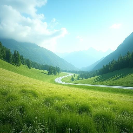 Alpenwiese mit Autobahn im Hintergrund